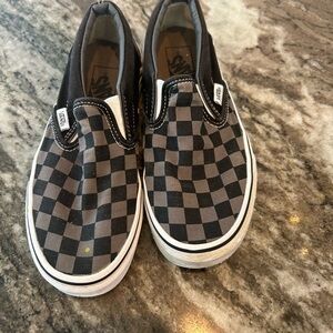 Vans Black and Brown Checkered Loafers, size 6, have wear but GUC